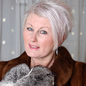 Sally Taylor in mink fur coat