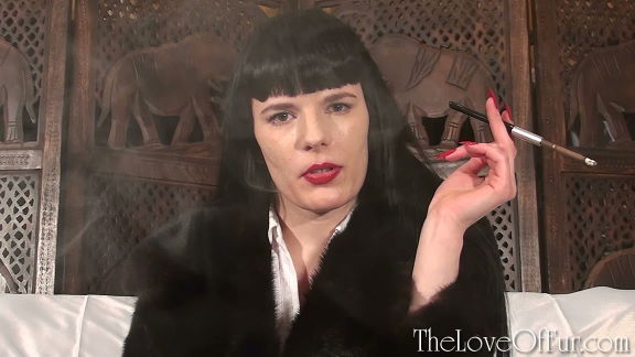 Rebekka Raynor commands you while smoking in black mink fur coat