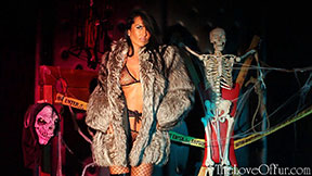 Mistress in fur jacket Kasia in her dungeon