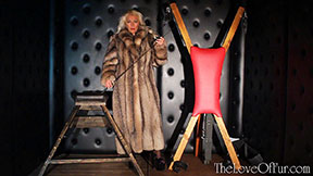 mistress dungeon lana cox fox fur coat whip high heels