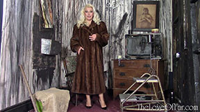 russian beauty fur coat mink lana cox model designer high heels ruined apartment