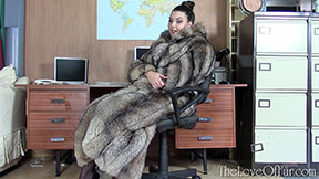 british buxom busty brunette pa secretary fox fur coat